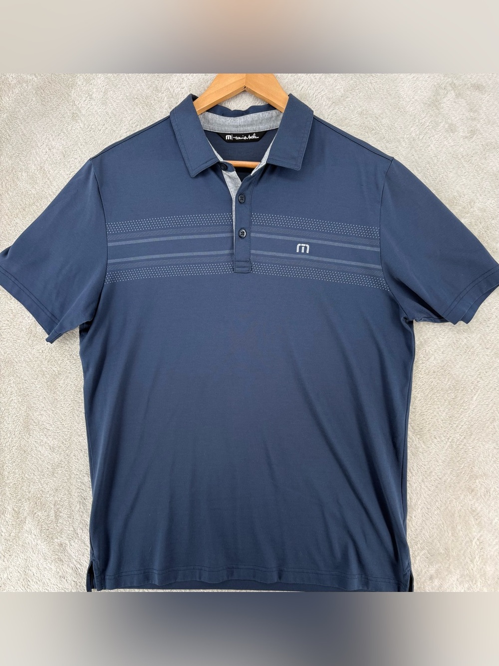 Travis Mathew Blue Performance Golf Polo Shirt Men’s Large Athletic Casual